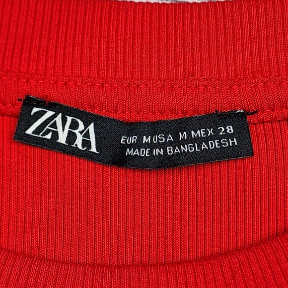 Zara, Coral Red Mini Dress Size Medium - Picture 8 of 9